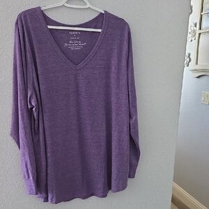 Torrid Deep Purple Long Sleeve V-Neck Top